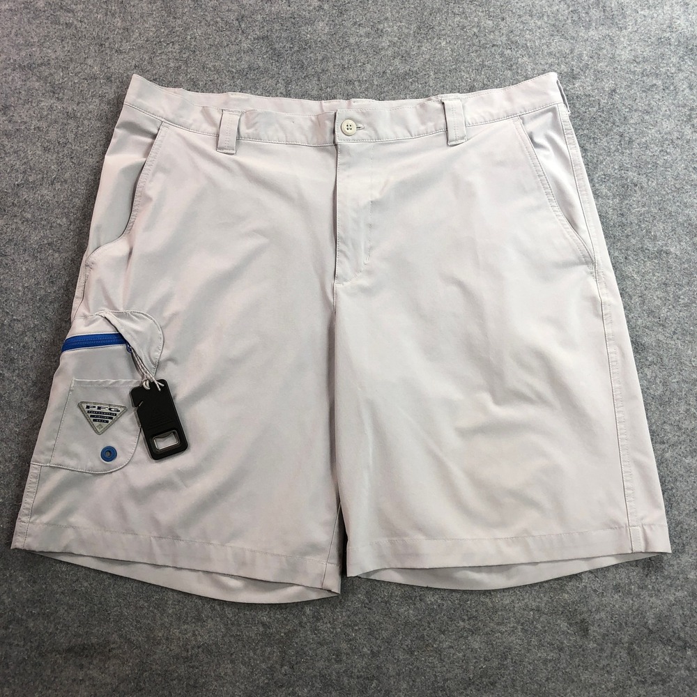 Columbia Mens PFG Fishing Shorts 40 Gray Omni-Shield Bottle Opener Pocket